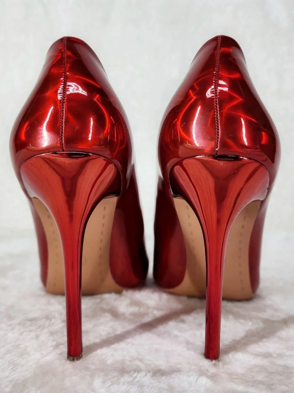 Red Iridescent Pointed-Toe High Heels - Women Accessories